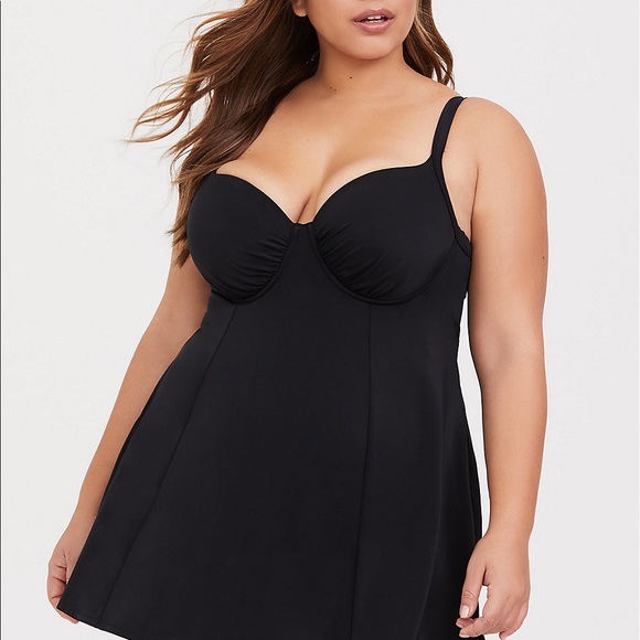 💕SOLD💕 Torrid Black One Piece Swim Dress sz 3x - Picture 3 of 4